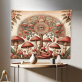 Ambesonne Hippie Tapestry, Psychedelic Aura Leaves and Eye Ornate Tree Art with Mushrooms and Snake, Fabric Wall Hanging Decor for Bedroom Living Room Dorm, 28" X 23", Dark Pink Reseda Green