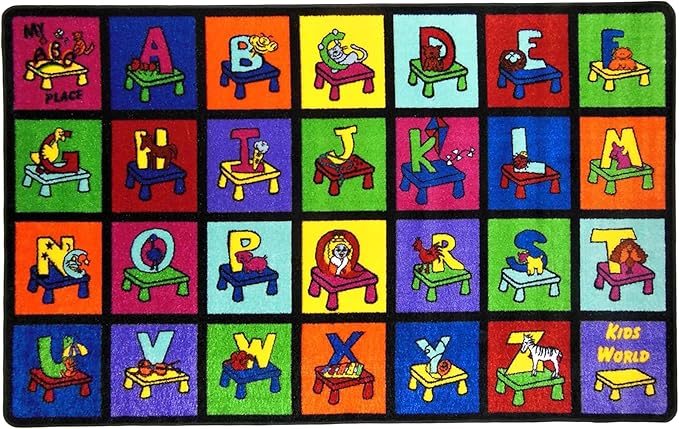 SAFECASTLE Kids Carpet My ABC Place Alphabet Rug 7'8"x10'4"– Educational ABC Learning Area Rug – Colorful Classroom Rug for Kids, Toddlers, Preschool, Nursery, Playroom, Daycare & Children’s Bedroom