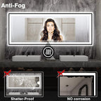84x32 Large LED Bathroom Mirror - Black Aluminum Framed (Front and Backlit), Anti-Fog Stepless Dimmable 3 Colors Smart Lighted Vanity Mirror for Wall(Horizontal/Vertical)