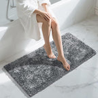 Yimobra Luxury Chenille Bathroom Rug Mat, Extra Soft and Absorbent Shaggy Bath Rugs Non Slip, Machine Washble Dry, Plush Floor Carpet for Tub, Shower, and Bath Room, 36x24 Inch, Silver