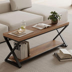 IBF Wood Entryway Bench, Wooden and Metal Bedroom Indoor Bench, Industrial Shoe Bench with Storage and Seating, Farmhouse Entry Bench for Foyer Entrance Hallway Living Dining Room, Rustic Oak, 47 Inch