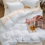Bedsure Duvet Cover Queen Size Only - Prewashed Cotton-Like Polyester Extra Soft All Season Bedding, Includes 1 Duvet Cover 90x90 Inches with Zipper Closure, White, Comforter Not Included