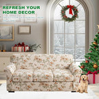 KRFOONN 4 Piece Printed Sofa Couch Cover for 3 Cushion Couches Stretch Sofa Slipcovers with 3 Separate Seat Cushion Covers Washable Furniture Protector with Elastic Bottom (Sofa, 57)