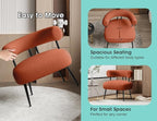 Mid Century Sherpa Boucle Accent Chair, Round Upholstered Barrel Arm Chair for Small Spaces, Fluffy Side Corner Sofa Chair for Living Room, Bedroom, Vanity, Office, Reading Nook（Orange）