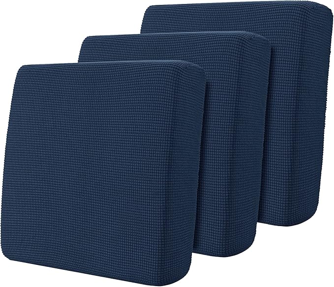 Hokway 3 Piece Couch Cushion Slipcovers Stretch Reversible Cushion Replacement Slipcovers Sofa Cushion Covers(Dark Blue, 3)