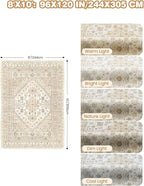 Washable Rugs 8x10 Area Rugs for Living Room, Non-Slip Backing Large Rug for Nursery Room, Vintage Floral Bedroom Rugs, Thin Indoor Home Decor Soft Farmhouse Rug (Cream/Beige,8'x10')