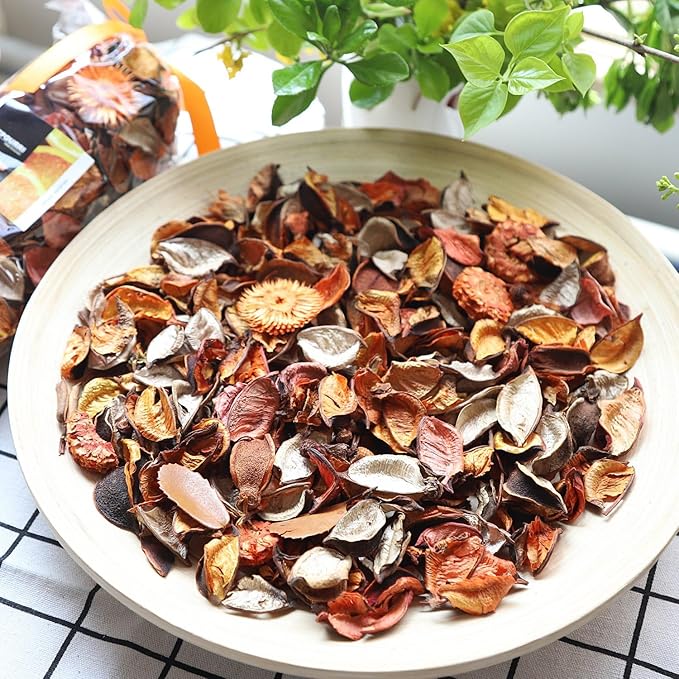 Qingbei Rina Potpourri Bags,Orange Scented Potpourri Dried Flowers, Decorative Bowl Vase Filler,Home Fragrance, Bathroom Decor,8.4oz(Citrus)