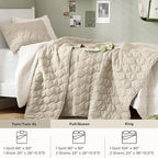 Comfort Spaces Twin Quilt Set Modern Reversible Ogee Coverlet Twin Bedding Set Cozy Quilted Winter Layer, All Season Lightweight Soft Twin Size Quilt, Kienna, Twin/Twin XL Beige 2 Piece