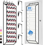 Over The Door Shoe Organizer, 70 Pounds Large Capacity, white shoe rack，20-30-Pair shoe organizer, Heavy Duty-Extra Deep Pockets ,Anti-Scratch Hooks & FSC-Certified Bamboo ,for Men’s Size 13 shoe