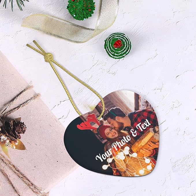 Personalized Christmas Ornaments 2025 Photo Ornament Christmas Tree Custom Ornaments with Picture Customized Ornaments for Family Couples Wedding Xmas Tree Home Decorations Set of 4