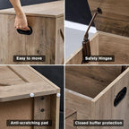 47.2” Storage Bench,Extra Large Wooden Storage Chest with 2 Safety Hinges,entryway Bench,Blanket Storage,Shoe Storage Bench for Entryway,Bedroom,Living Room,Easy Assembly.-Greige