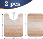 OLANLY Bathroom Rug Set 2 Piece, Soft Absorbent Microfiber Bath Mats and U-Shaped Contour Toilet Rug, Non-Slip, Machine Wash Dry, Plush Shaggy Bath Mats for Bathroom (24"x16"+24"x20", Beige)