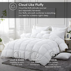 Luxurious White Solid Medium Weight, King Size Goose Feathers Down Comforter for All-Season Weather Duvet Insert, Premium Baffle Box, 100% Egyptian Cotton Cover, 65 oz. Fill Weight