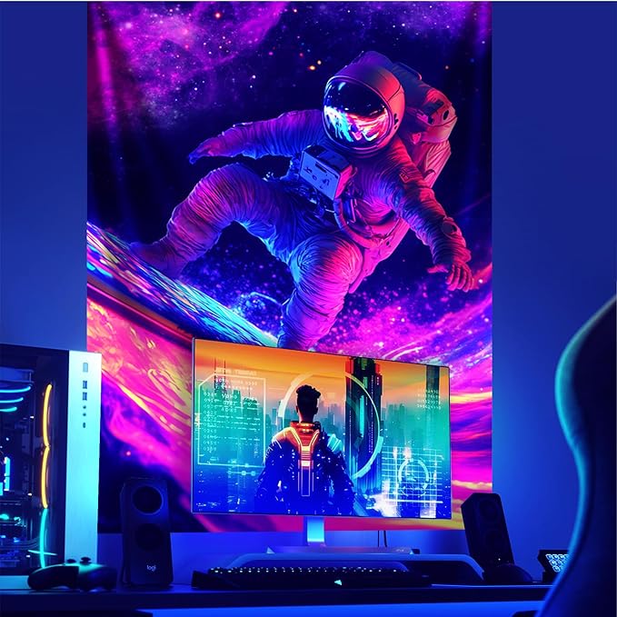 NYZE Astronaut Space Tapestry for Bedroom, Glow in the Dark Room Decor Wall Tapestries, Cool Galaxy Planet Wall Hanging, Wall Hanging for Men Guys Gamer Room Dorm Living Room 44in×60in