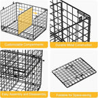 5 Tier Hanging Closet Organizer with Adjustable Dividers, Heavy-Duty Storage Shelves for Clothing, Kitchen, Laundry Room, Extra Large Baskets, 15.7" W x 11.8" D x 51" H, Black