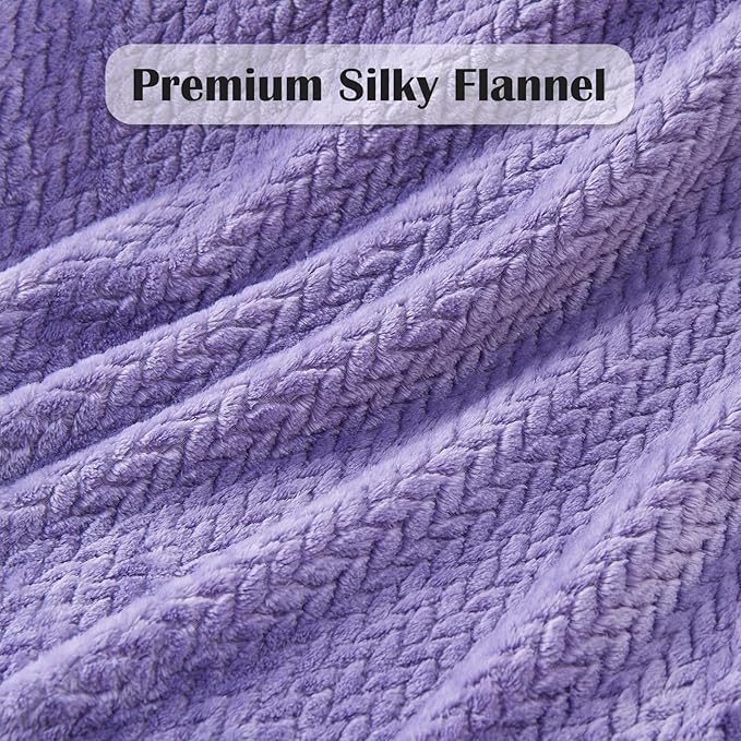 NEWCOSPLAY Super Soft Twin Blanket Lavender Premium Silky Flannel Fleece Leaves Pattern Lightweight Bed Blanket All Season Use (Lavender, Twin(60"x80"))