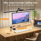 OUTON 29.5" Led Desk Lamp for Office Home, USB-A & USB-C Ports, Touch & Remote Control, 5 Color Temperatures, Stepless Dimming, Timer & Memory Function, 24W Eye-Care Monitor Light for Study Drafting