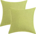 MIULEE Pack of 2 Decorative Outdoor Solid Waterproof Throw Pillow Covers Spring Faux Linen Garden Farmhouse Cushion Cases for Patio Tent Balcony Couch Sofa 12x12 Inch Moss Green