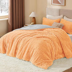 BEDELITE Fleece Queen Comforter Set -Super Soft & Warm Fluffy Coral Bedding, Luxury Fuzzy Heavy Bed Set for Winter with 2 Pillow Cases