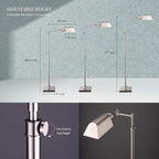 O’Bright Arcadia - Pharmacy Floor Lamp, Full Range Dimming, Swing Arm Task Lamp, E26 Socket, Bulb Replaceable, Adjustable Height 47” to 55”, 360° Rotatable Shade, All-Metal Design, Brushed Nickel
