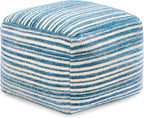 Anji Mountain 100% Handmade & Handcrafted Comfortable Home Décor Pouf Ottoman Footrest for Living Room, Bedroom, Nursery, Kidsroom, Patio Furniture - (22" x 22" x 16" - Blue)