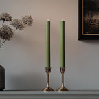 10" Candle Sticks, Ribbed Taper Candles, Moss Green, 4-Pack, Unscented