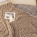 Sophia & William Ruched Faux Fur Throw Blanket for Couch - Luxury Lightweight Plush Fuzzy Cozy Soft Blankets, Brown, 50" x 60"
