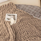 Sophia & William Ruched Faux Fur Throw Blanket for Couch - Luxury Lightweight Plush Fuzzy Cozy Soft Blankets, Brown, 50" x 60"
