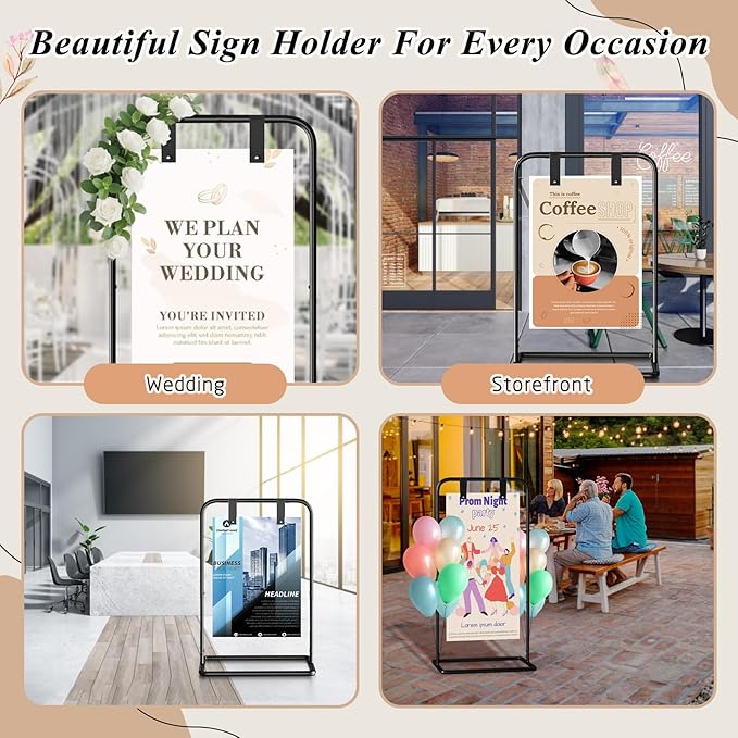 Wedding Welcome Sign Stand, Adjustable Welcome to Our Wedding Sign Holder,Heavy Duty Easel Stand for Sign, Wedding Seating Chart Stand, Easel for Display (Black)