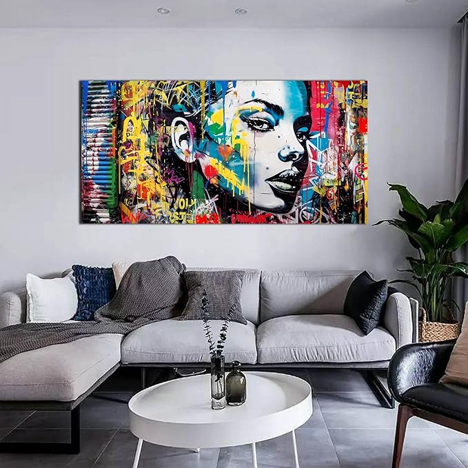 African American Wall Art - Graffiti Art Wall Decor Bedroom - Colorful Wall Decor for Teen Girls Size 24" x 48"