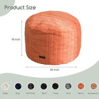 HIGOGOGO Pouf Ottoman Stuffed Round Modern Foam Filled Foot Rest Poufs for Living Room Chair Decorative 26 X 18 Inches Boho Relax Stool for Wedding Christmas Party, Coral Orange