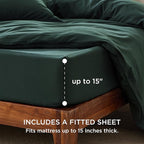 Bedsure Duvet Cover Queen Size with Fitted Sheet - 4 Pieces Prewashed Cotton-Like Polyester Extra Soft Bedding Set, Includes 1 Duvet Cover 90x90 Inches, 2 Pillow Shams, 1 Fitted Sheet, Forest Green