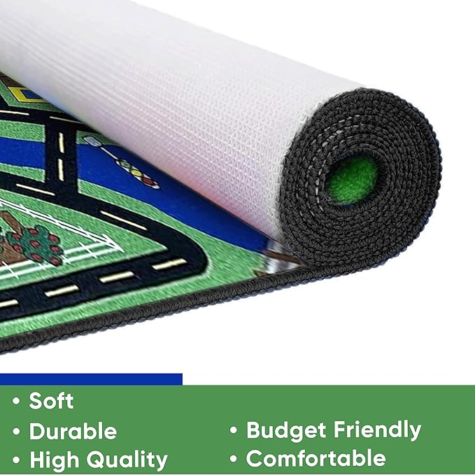 KIDCARPET.COM Total Transportation Play Mat Rug | Interactive Activity Carpet for Preschool Playroom Toy Car Track, 7'6" x 12'