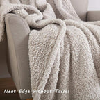 Ultra Soft Cozy Sherpa Throw Blanket, 2 Tones Ombre Light Brown Pattern Reversible, Light Weight Warm Decorative Boho Style Throw Blanket Cover for Sofa, Couch, Bedroom,Travel, 60”x80”