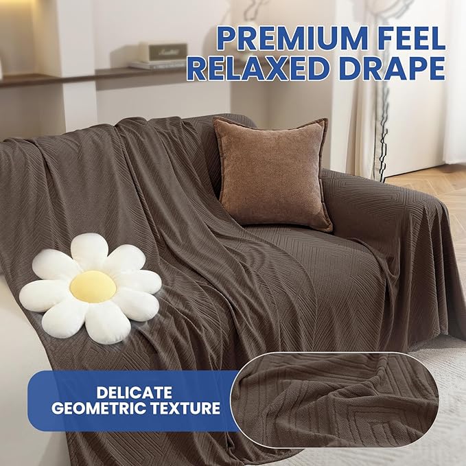Couch Cover for Dogs, 78"x134", Sofa Covers for 3 Cushion Couch, Washable Couch Covers for Sectional Sofa, Pet Sofa Slipcovers for Living Room, Couch Cover Blanket, Coffee