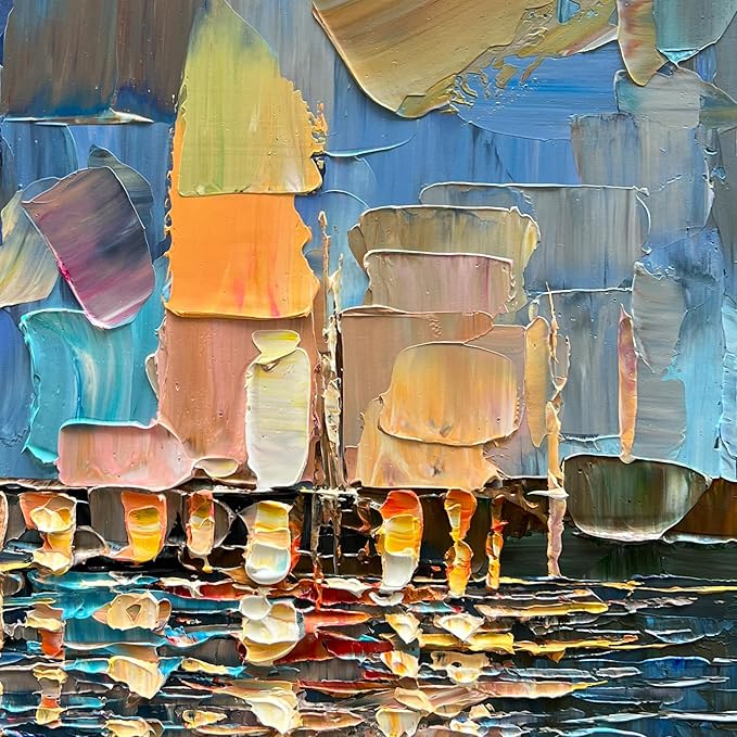 Art Hand-Painted Abstract Landscape Oil Painting Sea Landscape Modern Abstract Art Home Wall Decoration 40x28 Inches