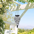 Solar Hanging Lantern Outdoor Lights, Tear-Shaped 15 LEDs Multi-Color Hanging Lights with S Hooks Decor in Garden, Yard, Pathway, Front Door and Landscape