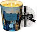 HomeLights Scented Candles | Large Jar 34 Oz Natural Soy Candle | 130 hrs Long-Lasting with 3 Wicks | Industrial Chic Home Decor | Gifts for Mom & Women, High Summer Night