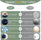 6" Washable Floor Pillow Cushion for Adults, Meditation Cushion Pillow, Removable Tufted Blended Corduroy Cover, Large Square Floor Sitting for Tatami Living Room or Yoga, 22x22 Inch, Machine Washable