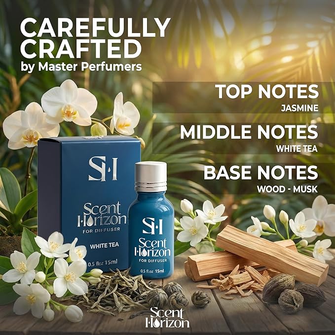 White Tea No.1012 Hotel Diffuser Oil Refill, 0.5 Fl oz | 15ml, Luxury Home Scent Fragrance Oil for Diffuser Ultrasonic and Waterless Diffuser Oil and Crafting, Long-Lasting Aroma