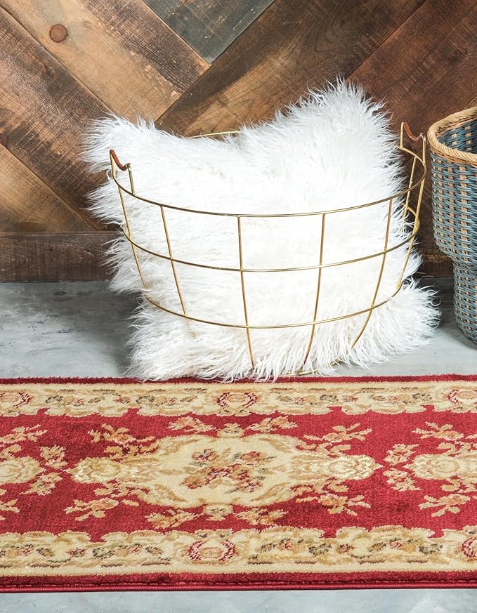 Rugs.com Chateau Collection Rug – 3' x 19' 8 Runner Red Medium Rug Perfect for Hallways, Entryways