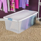 Sterilite 8-Pack Latching Box, Under Bed Storage Bins with Lids, Clear Plastic, 106 Quart - Heavy-Duty Organizing Containers for Closet, Bathroom, and Office