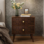 COSIEST Modern End Table w Honeycomb Pattern, Mid-Century Nightstand w Storage Drawer, Small Wood Accent End Table for Bedroom, Living Room