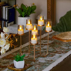 8pcs Battery Operated 1.7" x2.5" Clear Acrylic Remote LED Tea Lights, Flameless 2/4/6/8h Timer Fake Ivory Bulk Votive Candles with Batteries, Flickering Warm Light Pure Plastic Tealights