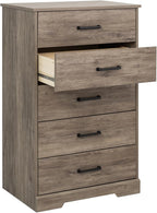 Prepac Rustic Ridge Farmhouse Dresser, Brown Dresser for Bedroom, Chest of Drawers with 5 Drawers 18.5" D x 27.5" W x 43.5" H, DBDR-1605-1