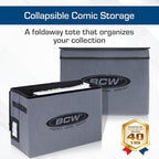 BCW Comic Book Storage Box - 4 Pack | Foldable Comic Book Case | Each fits 125-150 Sleeved and Boarded Comics | Storage For Silver, Bronze, and Current Comics