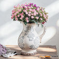 Enra Large Vintage Blue and White and Pitcher for Home Decor, 9.7 Inch Rustic Chinoiserie Decorative Vases, Green and Beige Ceramic Vases for Living Room, Kitchen, Office – Large Vases for Decor