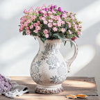 Enra Large Vintage Blue and White and Pitcher for Home Decor, 9.7 Inch Rustic Chinoiserie Decorative Vases, Green and Beige Ceramic Vases for Living Room, Kitchen, Office – Large Vases for Decor