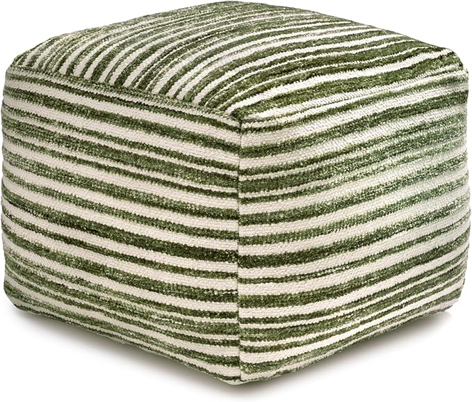 Anji Mountain Artisan Crafted Cotton Blend Pouf Ottoman | Versatile Floor Seating & Footstool for Living Room | Modern Boho Home Décor Accent | Filled Pouffe