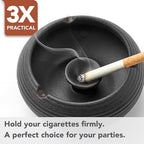 Ashtray with Lid for Outside Patio, Windproof Ash tray, Ceramic Smokeless Ashtray for Outdoor Home Office Tabletop Patio Outdoor Balcony, Black